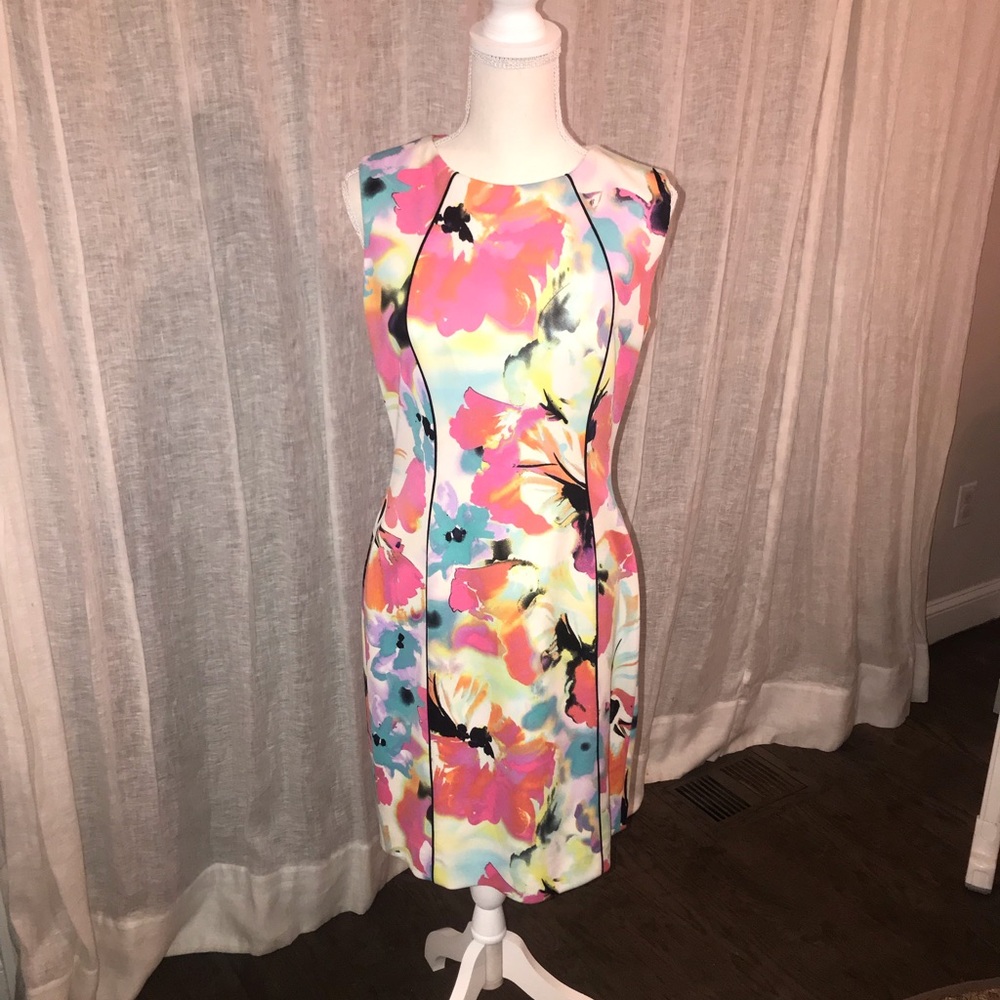 Tahari midi print dress